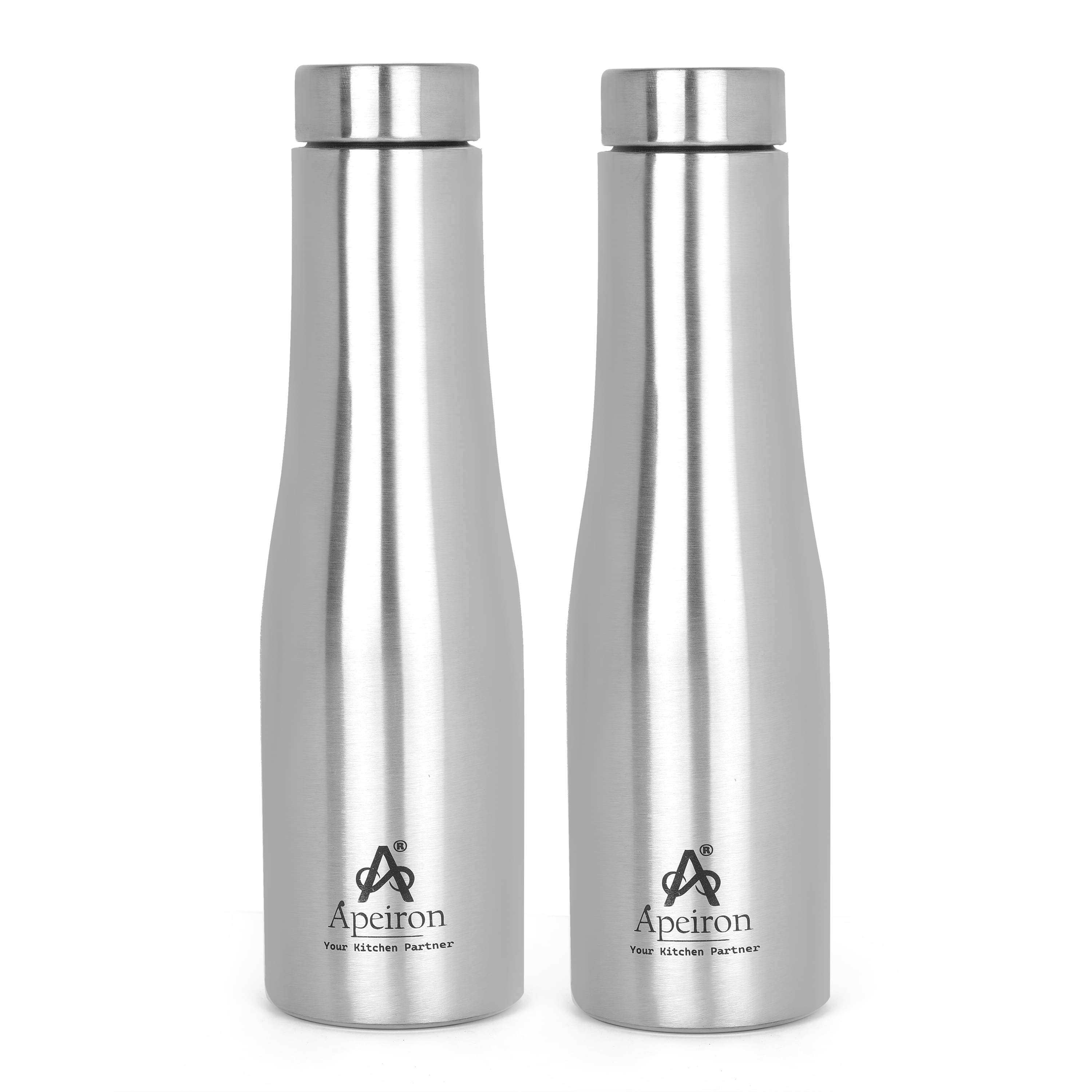     			APEIRON Single Wall Bottle  Silver Stainless Steel Fridge Water Bottle 1000 mL ( Set of 2 )