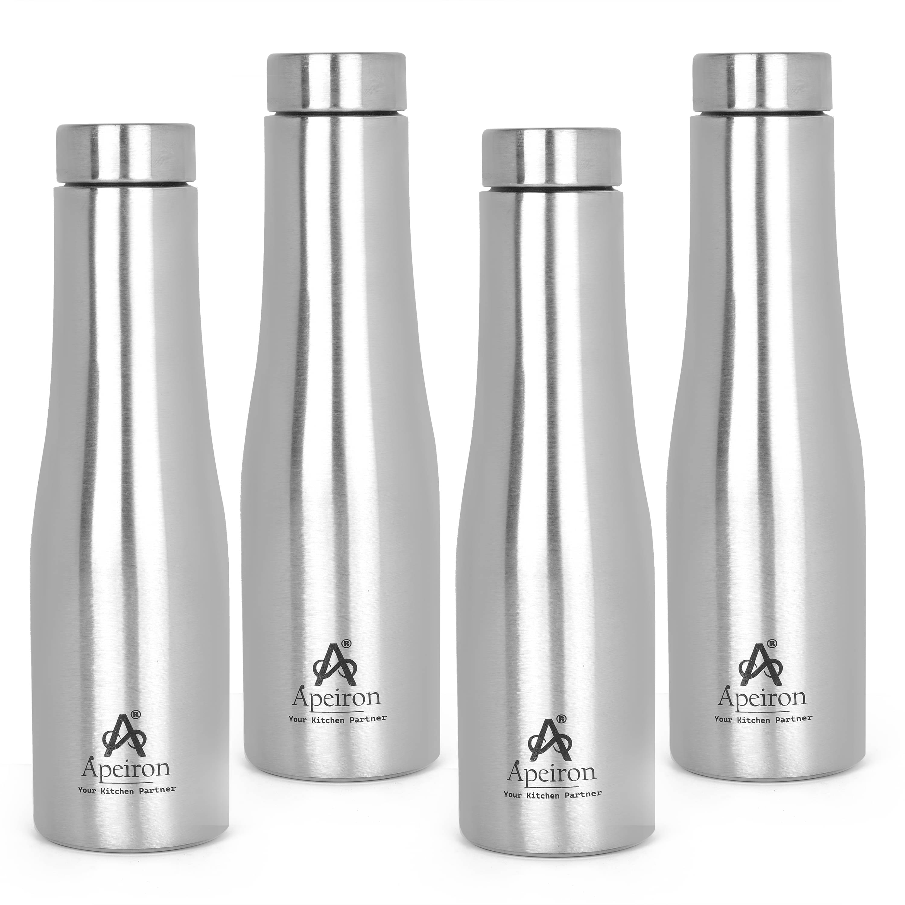 APEIRON Single Wall Bottle Silver Stainless Steel Fridge Water Bottle 1000 mL ( Set of 4 ) APEIRON Single Wall Bottle Silver Stainless Steel Fridge Water Bottle 1000 mL ( Set of 4 )