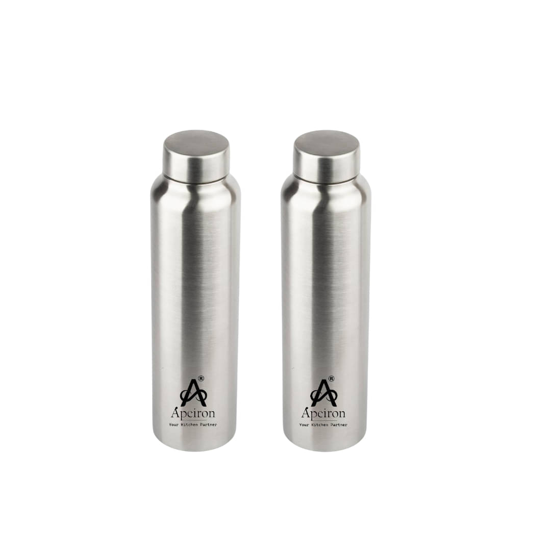 APEIRON Single Wall Bottle Silver Stainless Steel Fridge Water Bottle 1000 mL ( Set of 2 ) APEIRON Single Wall Bottle Silver Stainless Steel Fridge Water Bottle 1000 mL ( Set of 2 )
