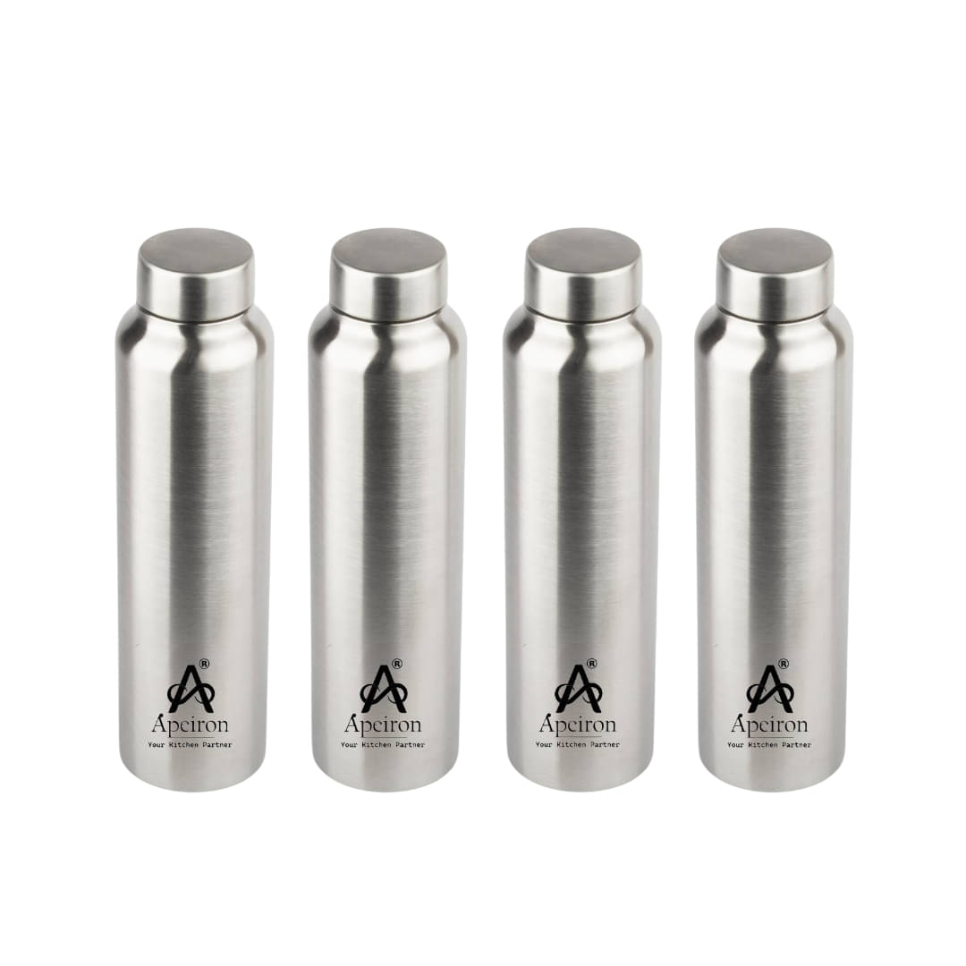     			APEIRON Single Wall Bottle  Silver Stainless Steel Fridge Water Bottle 1000 mL ( Set of 4 )