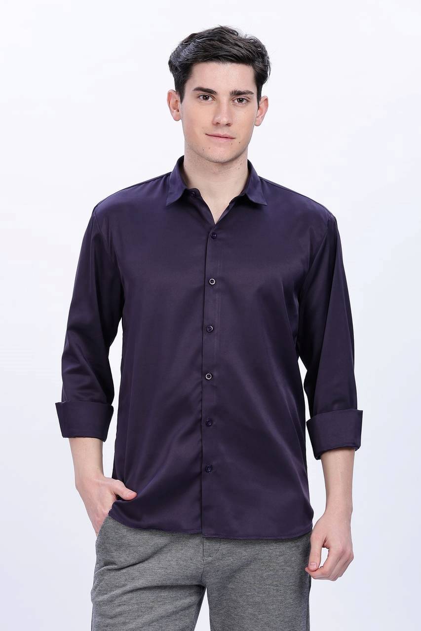     			ATTIREVAL Satin Regular Fit Full Sleeves Men's Formal Shirt - Purple ( Pack of 1 )