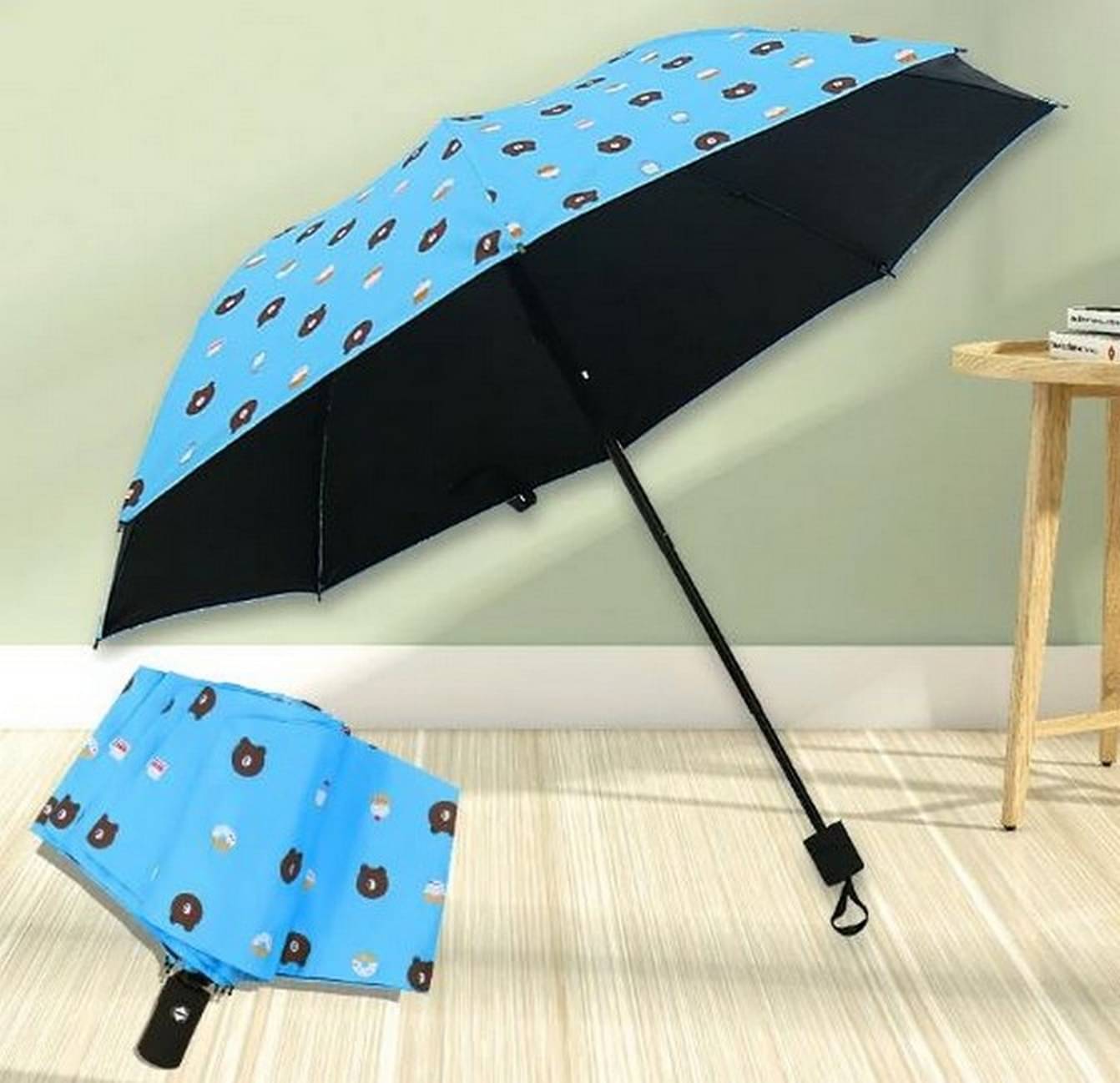     			Adorazone 3 Fold Manual Umbrella For Rain Sun Wind ( Blue , Printed )
