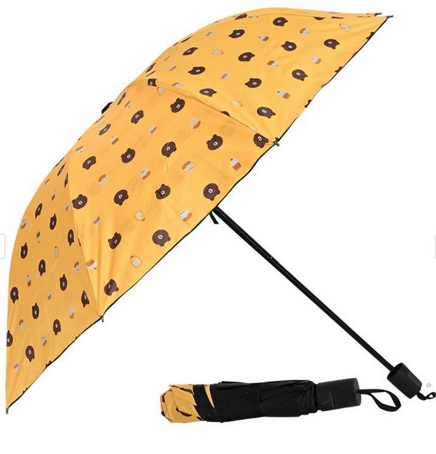     			Adorazone 3 Fold Manual Umbrella For Rain Sun Wind ( Yellow , Printed )