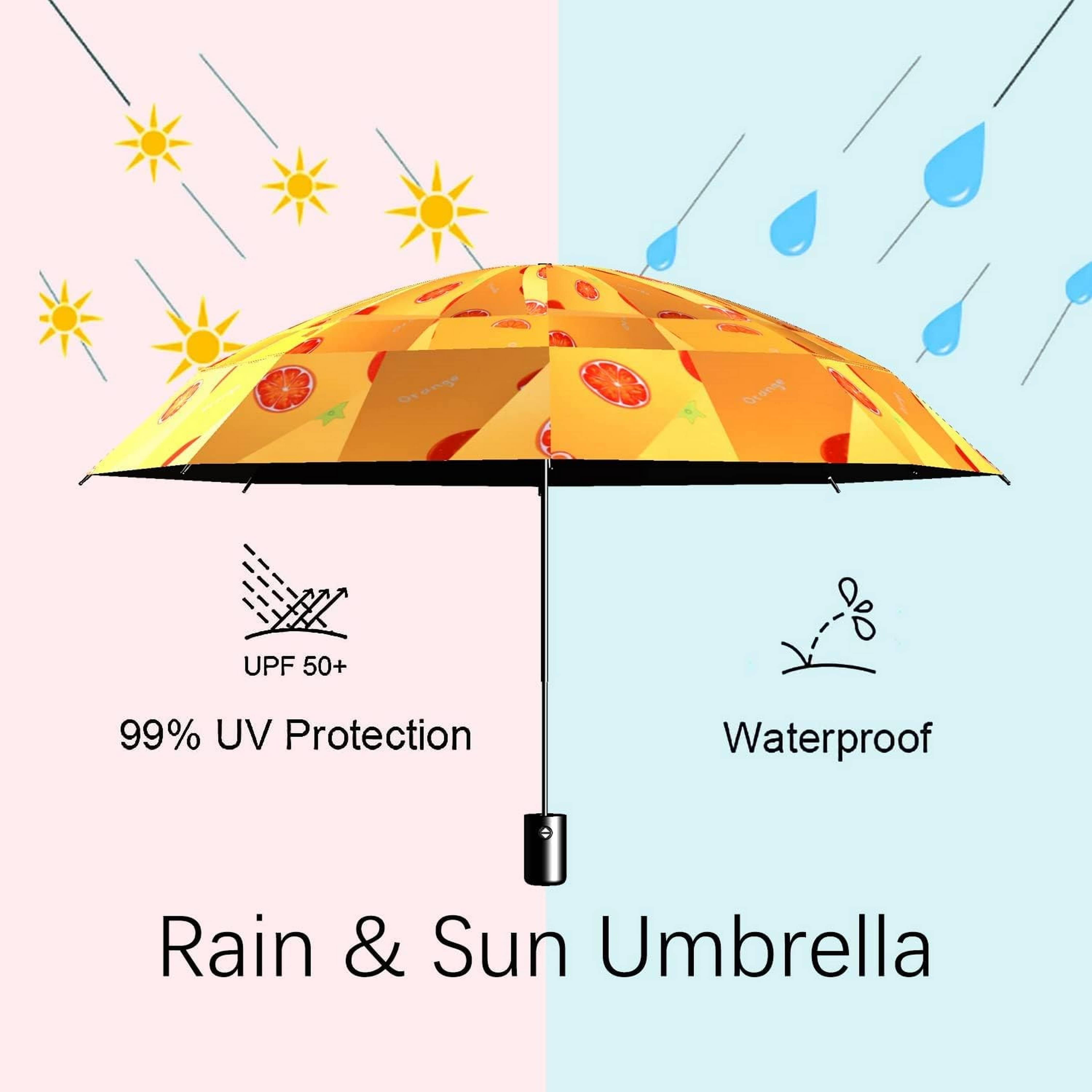 Adorazone 3 Fold Manual Umbrella For Rain Sun Wind ( Orange , Printed ) Adorazone 3 Fold Manual Umbrella For Rain Sun Wind ( Orange , Printed )