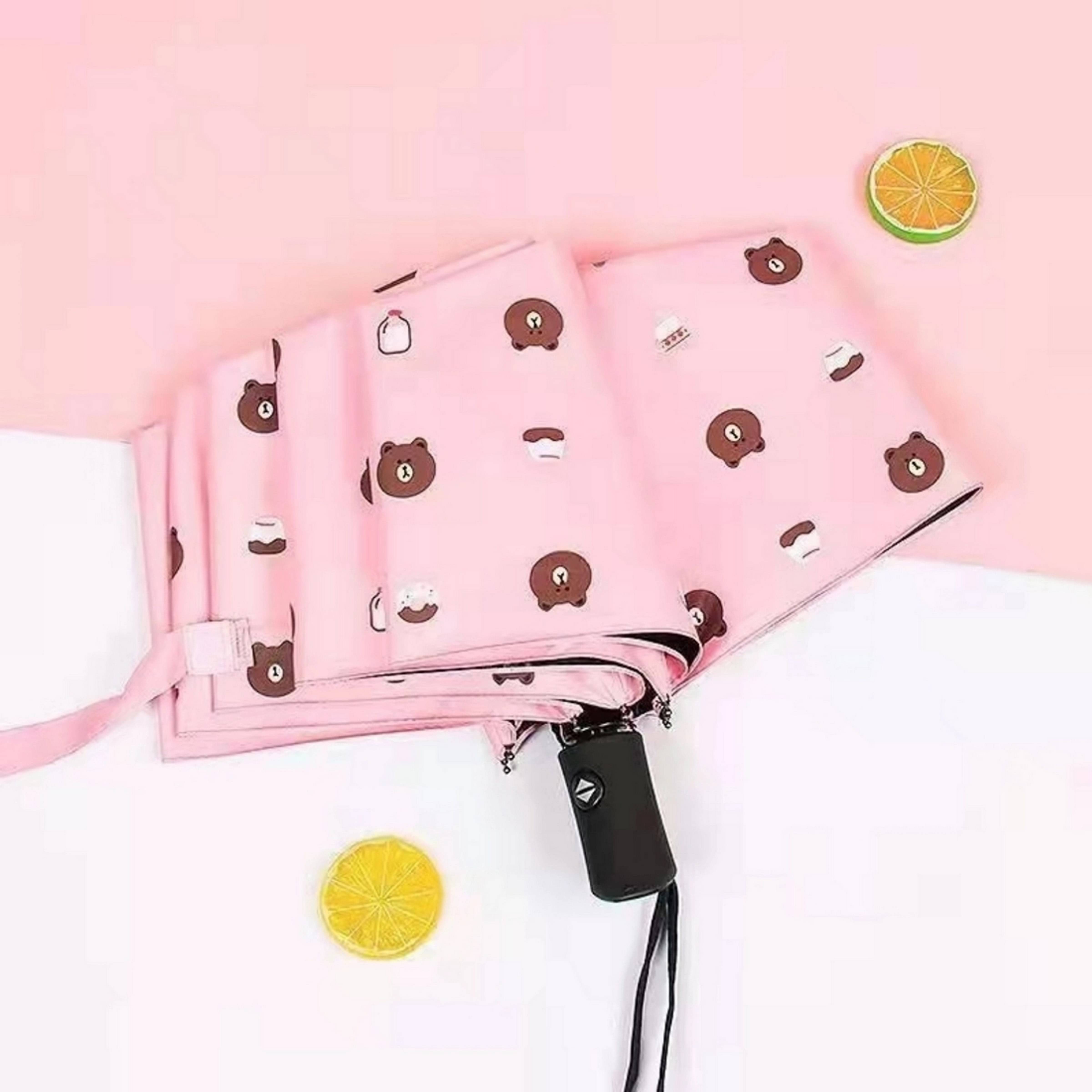     			Adorazone 3 Fold Manual Umbrella For Rain Sun Wind ( Pink , Printed )