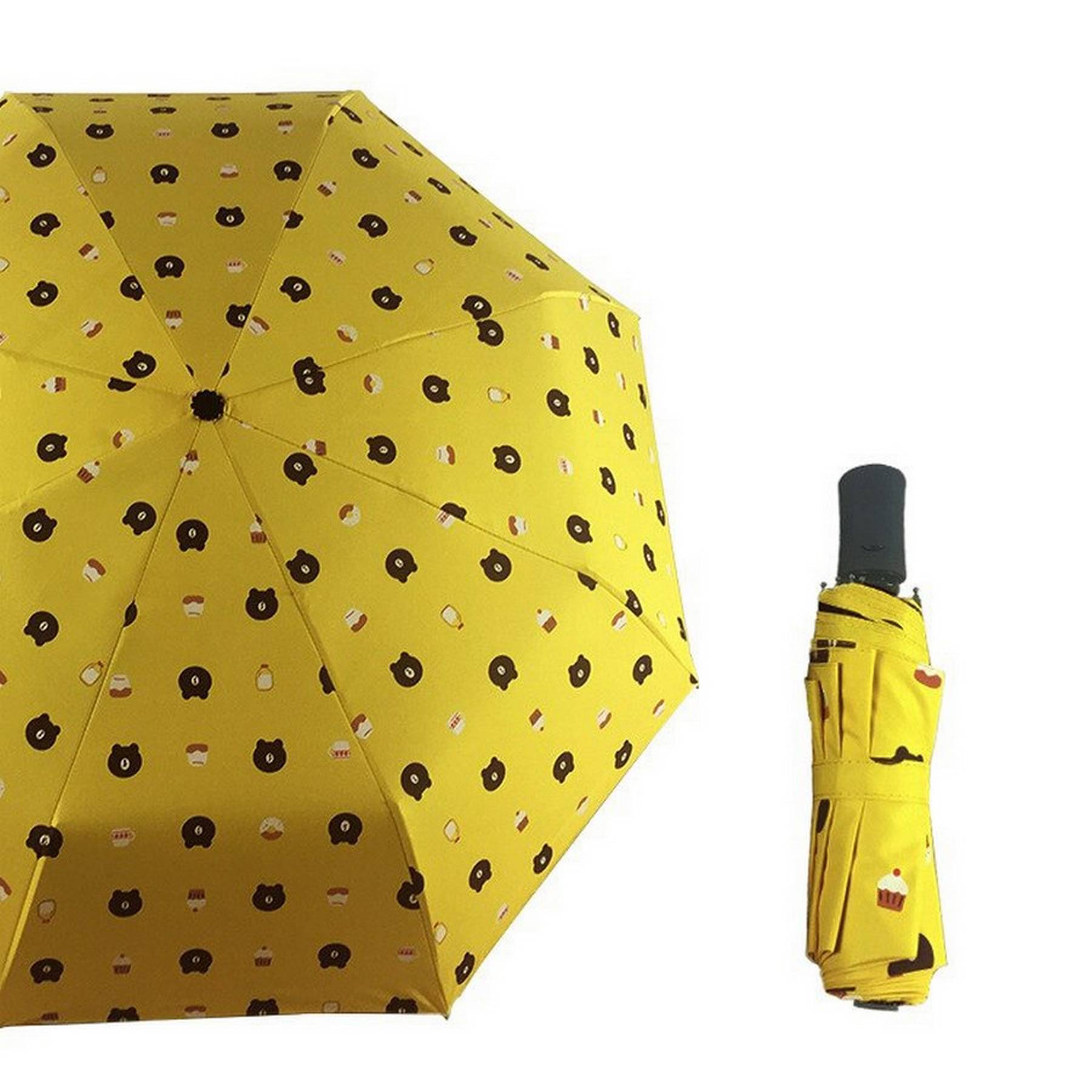 Adorazone 3 Fold Manual Umbrella For Rain Sun Wind ( Yellow , Printed ) Adorazone 3 Fold Manual Umbrella For Rain Sun Wind ( Yellow , Printed )