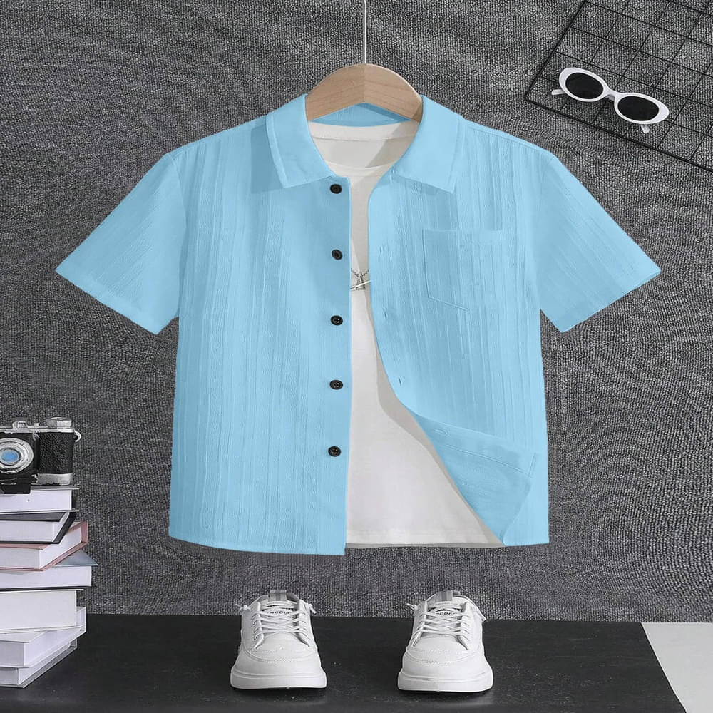 Alanta Pack of 1 Boys Cotton Blend Half Sleeves Shirt ( Sky Blue ) Alanta Pack of 1 Boys Cotton Blend Half Sleeves Shirt ( Sky Blue )