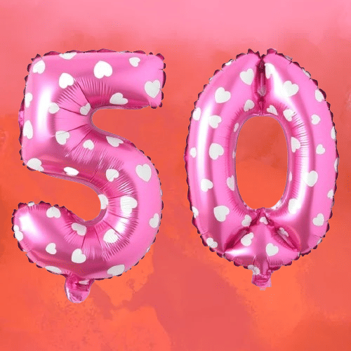     			Angolalark For Pink Foil Balloon 16 inch Size Birthday/Anniversary Decoration Items Pack of 1 | 50 Year Balloons | 50 Number
