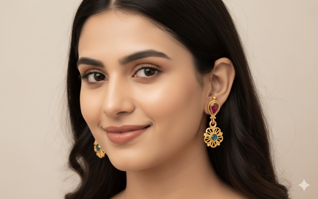     			Angolalark Gold Drop Earrings ( Pack of 1 )