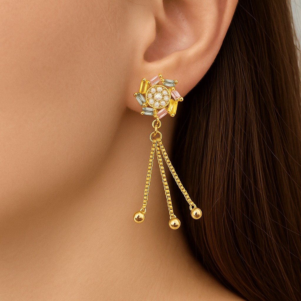     			Angolalark Gold Drop Earrings ( Pack of 1 )