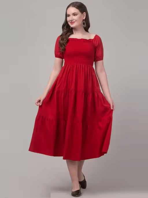     			Artista Girl Women Crepe Ethnic Dress ( Red )