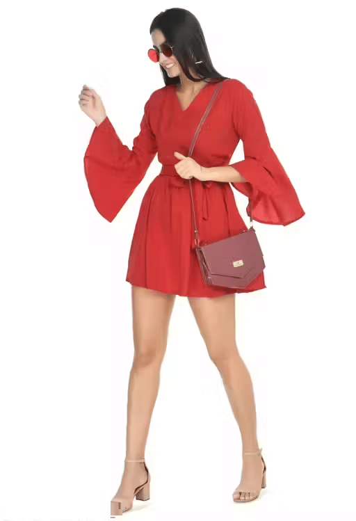     			Artista Girl Women Crepe Fit & Flare Dress ( Red )