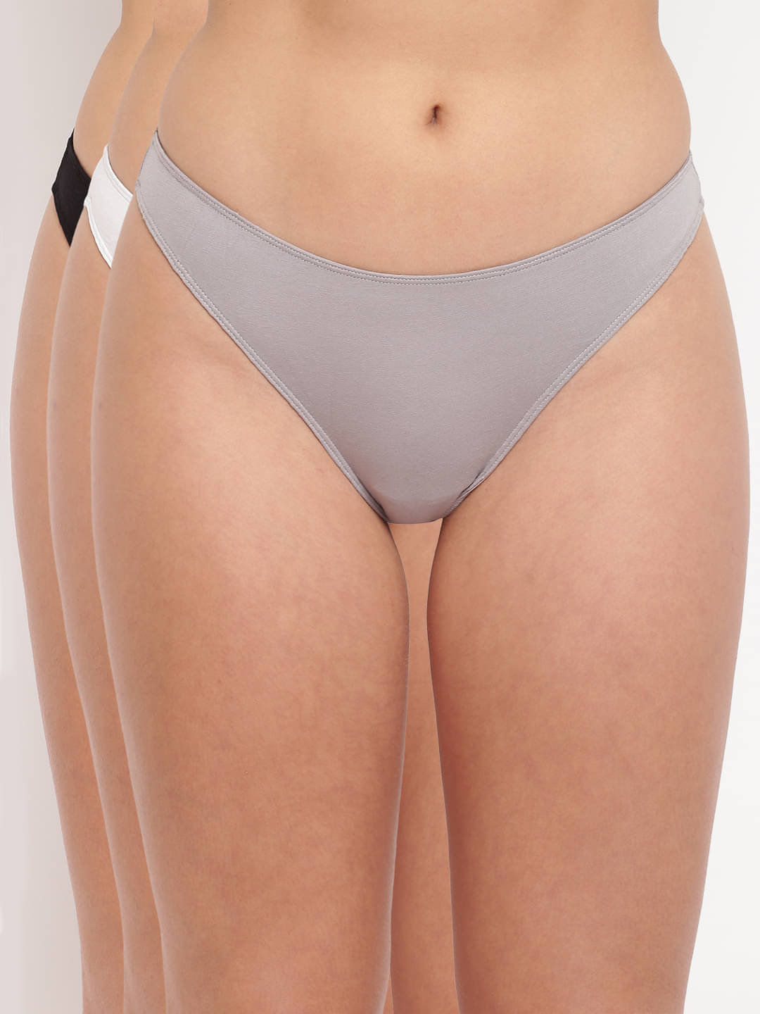     			BASIICS By La Intimo Cotton Lycra Thongs ( Multi Color , Pack of 3 )