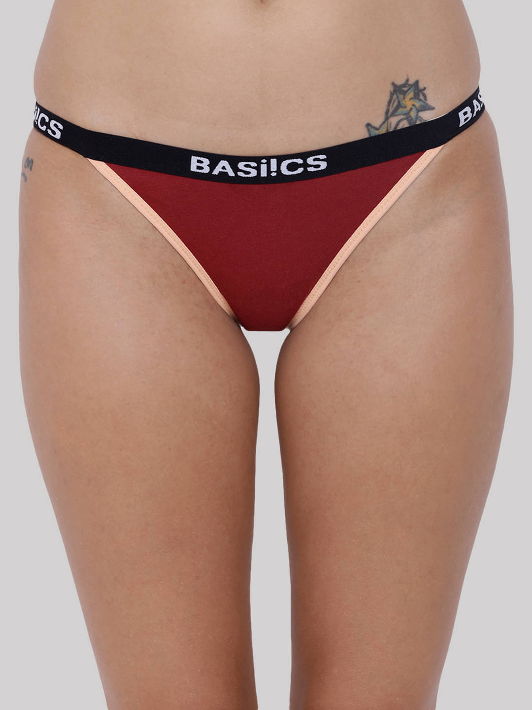     			BASIICS By La Intimo Cotton Lycra Briefs ( Maroon , Pack of 1 )