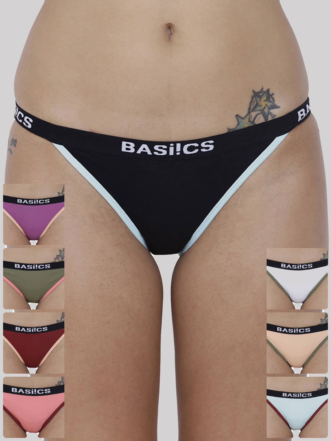     			BASIICS By La Intimo Cotton Lycra Briefs ( Multi Color , Pack of 8 )