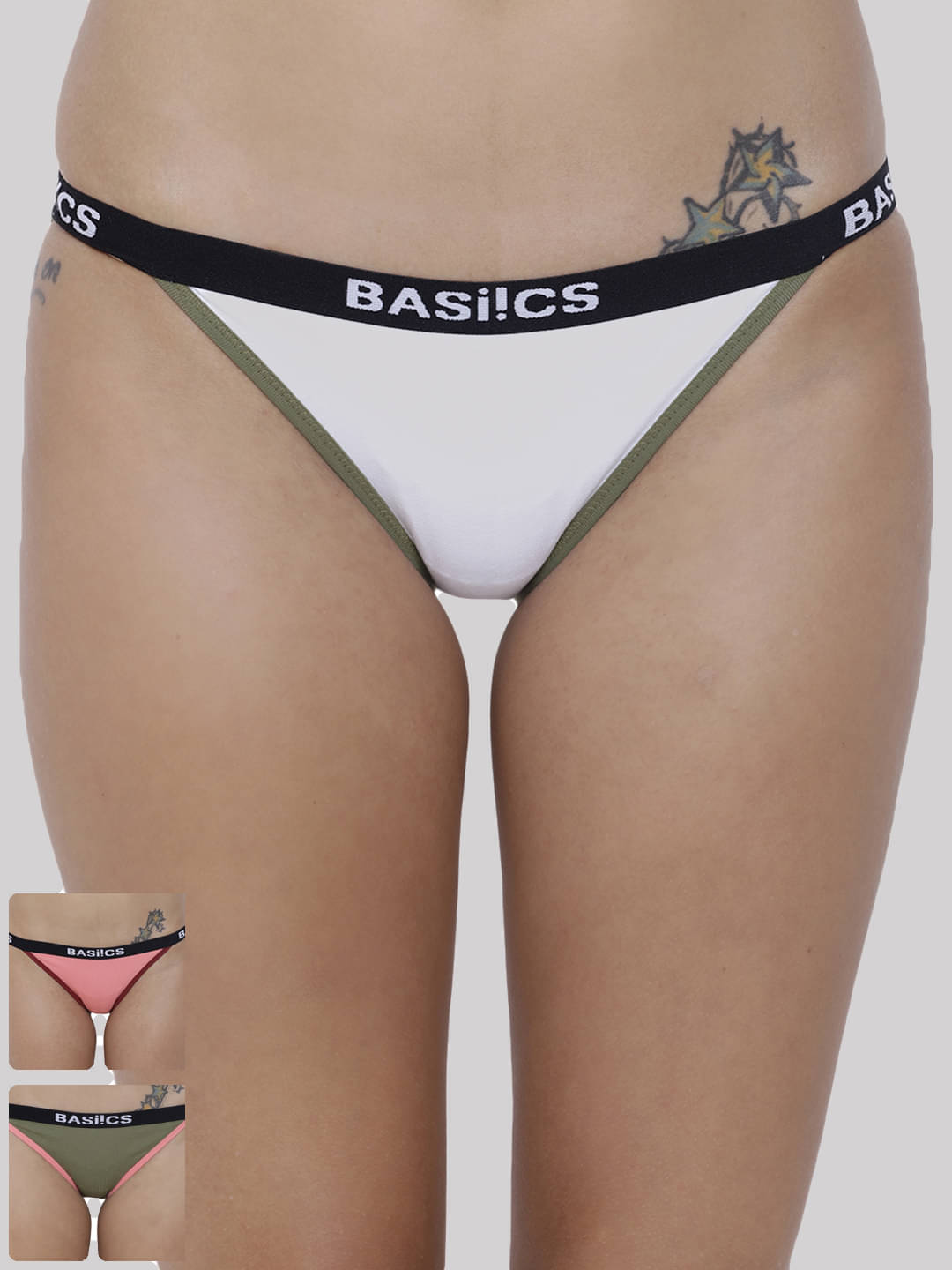    			BASIICS By La Intimo Cotton Lycra Briefs ( Multi Color , Pack of 3 )