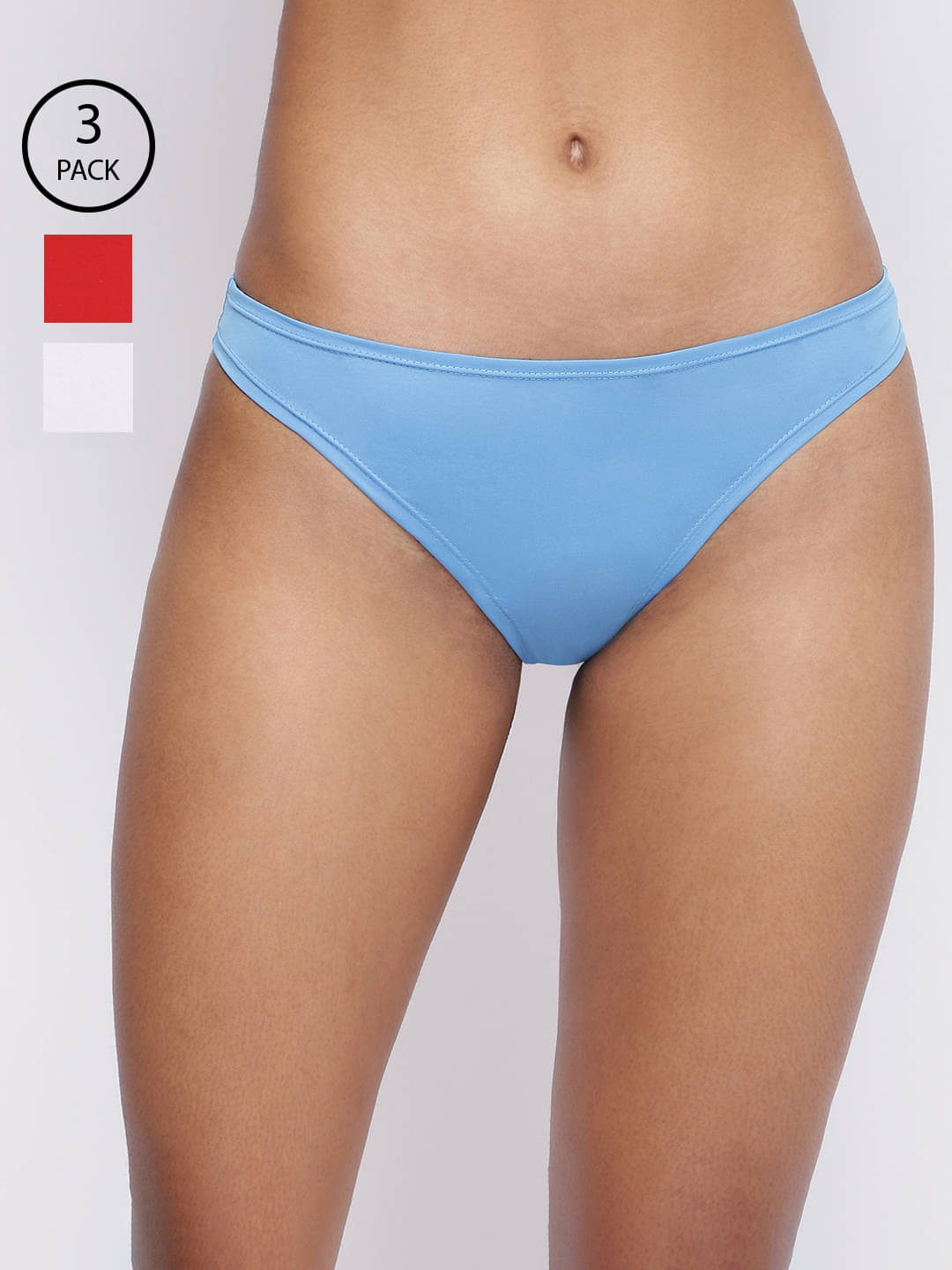     			BASIICS By La Intimo Polyester Thongs ( Multi Color , Pack of 3 )