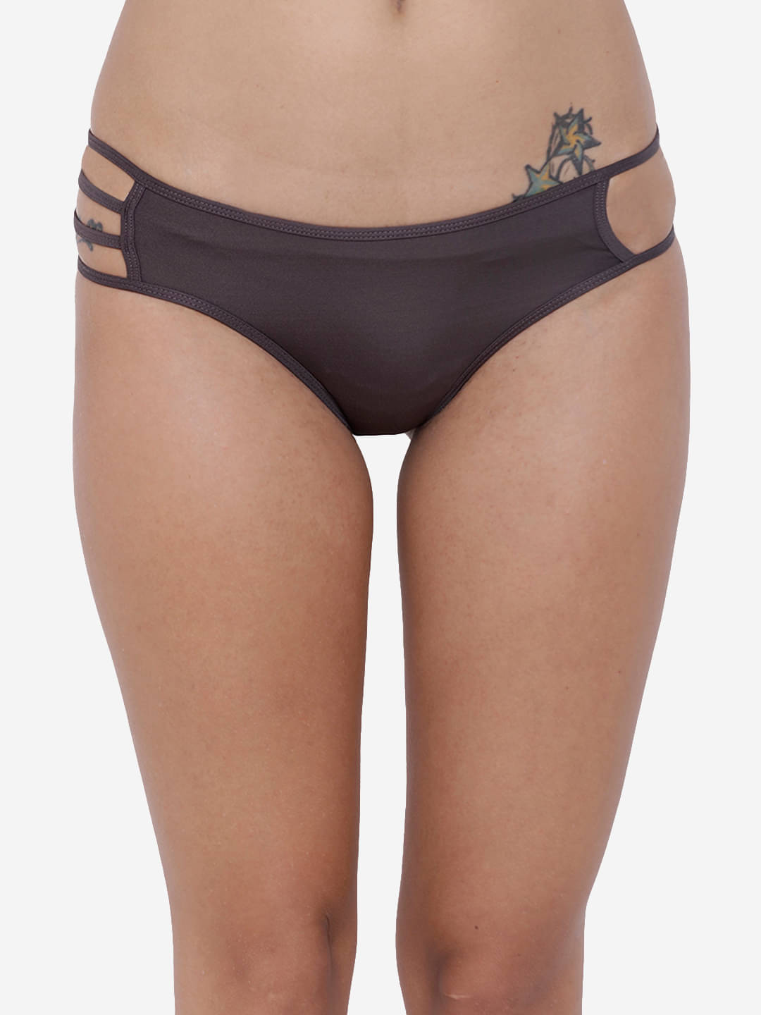     			BASIICS By La Intimo Polyester Bikini ( Charcoal , Pack of 1 )