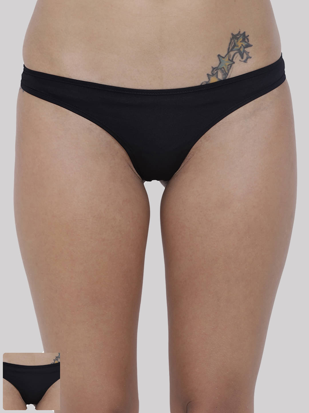     			BASIICS By La Intimo Polyester Thongs ( Black , Pack of 2 )