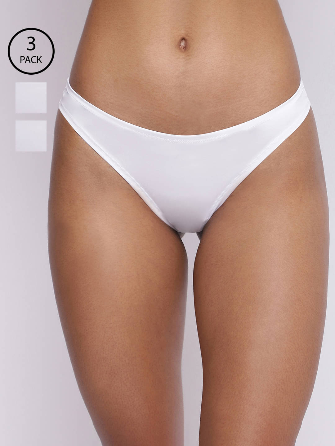 BASIICS By La Intimo Polyester Thongs ( White , Pack of 3 ) BASIICS By La Intimo Polyester Thongs ( White , Pack of 3 )