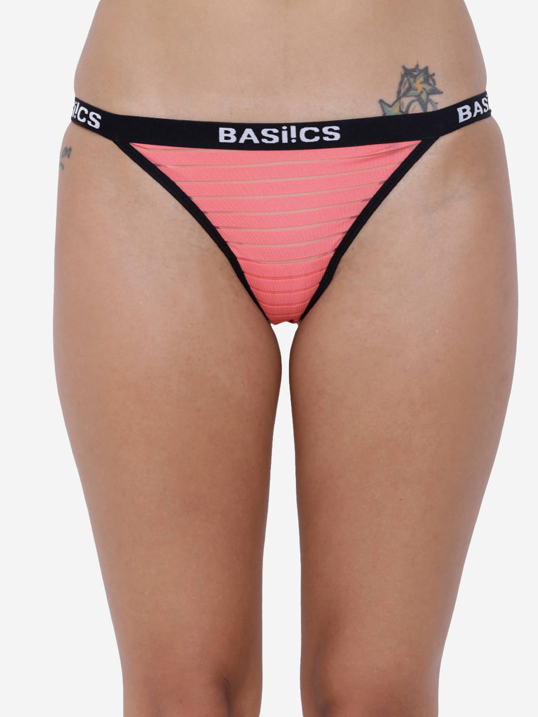 BASIICS By La Intimo Polyester Thongs ( Coral , Pack of 1 ) BASIICS By La Intimo Polyester Thongs ( Coral , Pack of 1 )