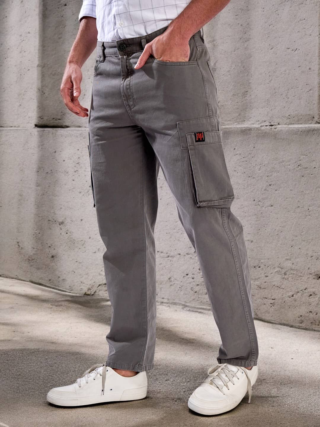 Bene Kleed Straight Men's Cargos - Light Grey ( Pack of 1 ) - Trousers | Buy online on ZillyBuy