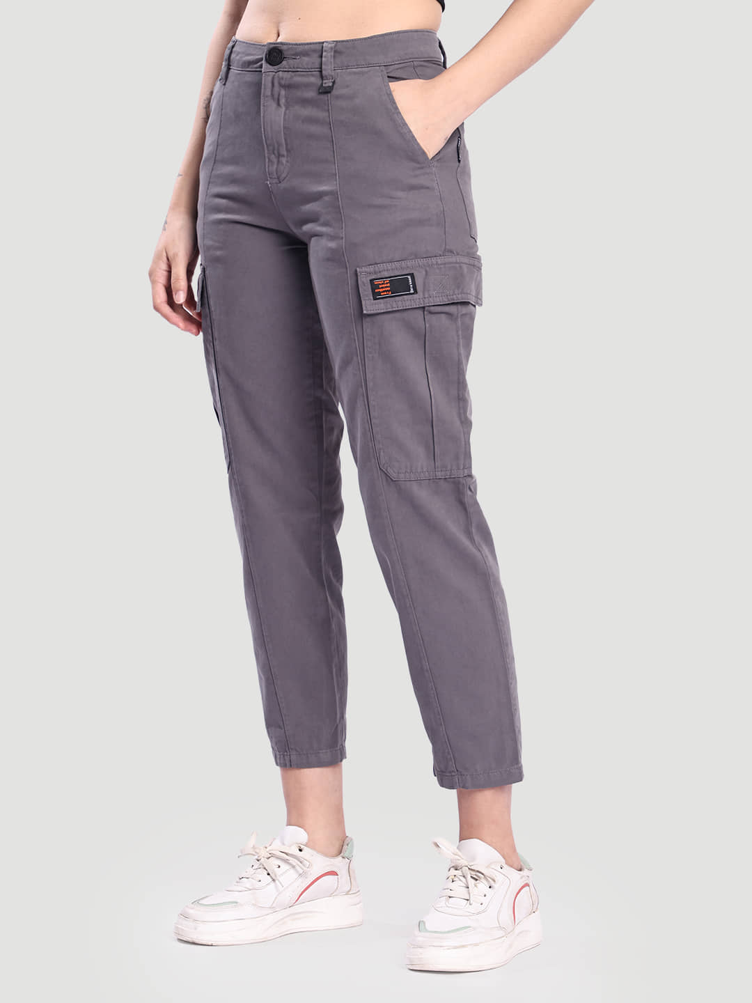 Bene Kleed Women Cotton Cargos Trousers ( Grey ) - Trousers | Buy online on ZillyBuy