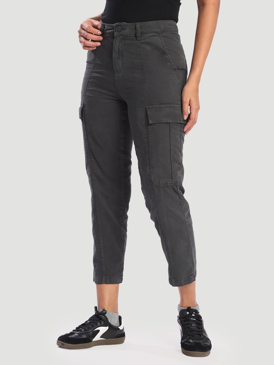     			Bene Kleed Women Cotton Cargos Trousers ( Dark Grey )