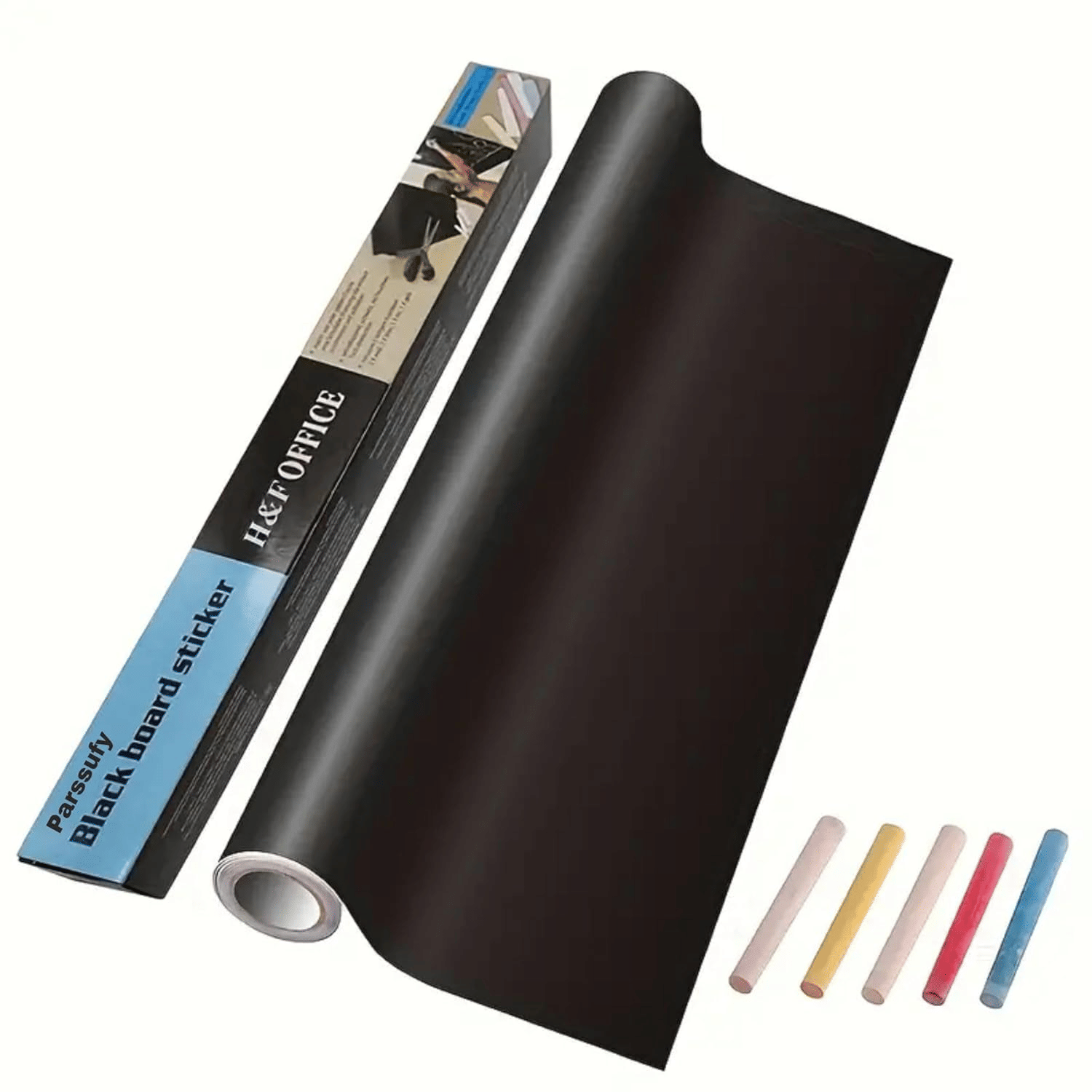 Black Board (45x200cm) Wall Sticker Removable Decal Chalkboard with 5 Chalks for Home School Office College Room Kitchen Kids