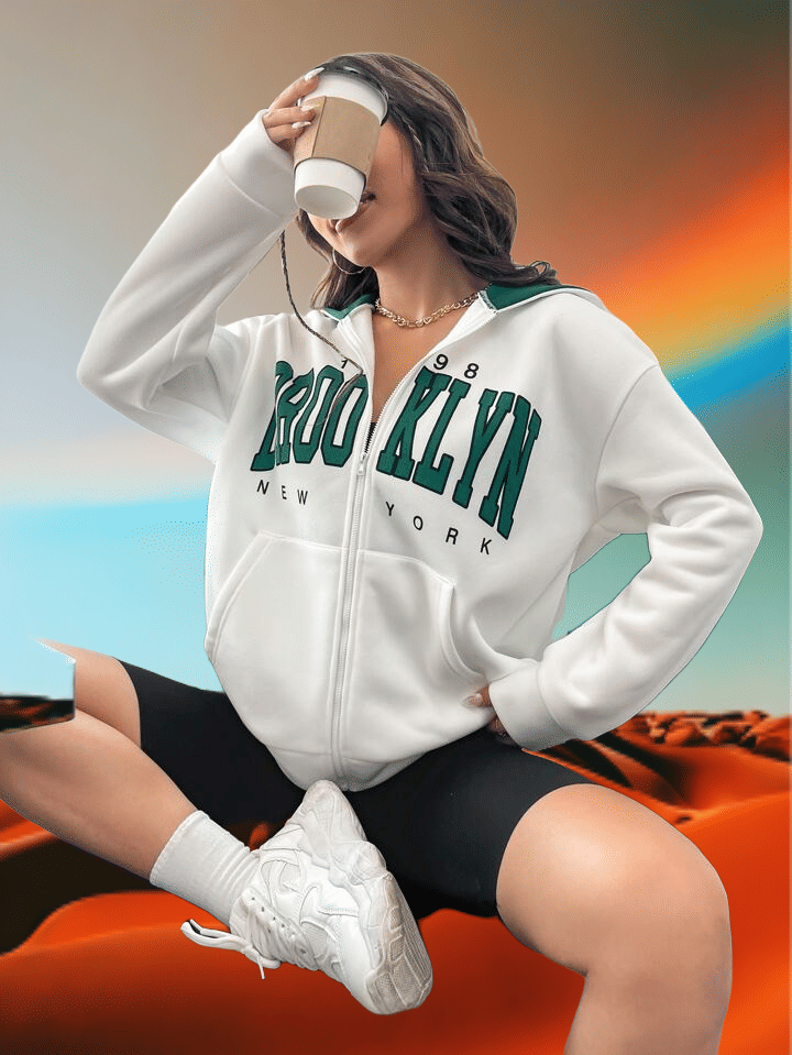 Christy World Women Fleece Hooded Sweatshirt ( White ) Christy World Women Fleece Hooded Sweatshirt ( White )