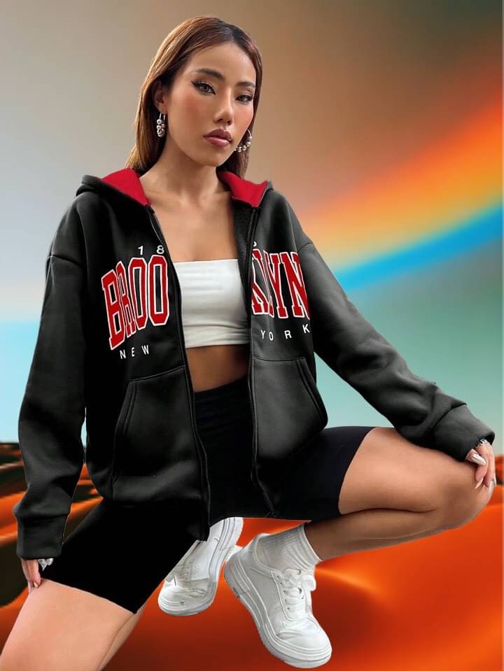 Christy World Women Fleece Hooded Sweatshirt ( Black ) Christy World Women Fleece Hooded Sweatshirt ( Black )