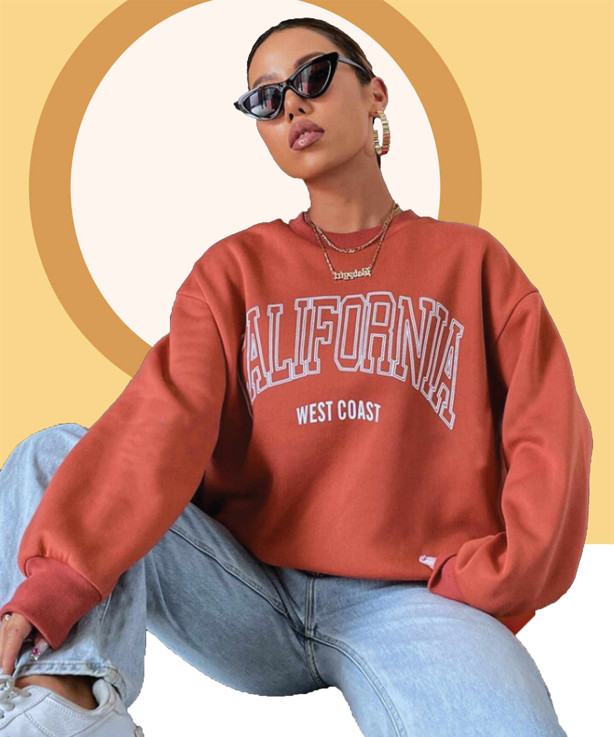 Christy World Women Fleece Round Neck Sweatshirt ( Orange ) Christy World Women Fleece Round Neck Sweatshirt ( Orange )