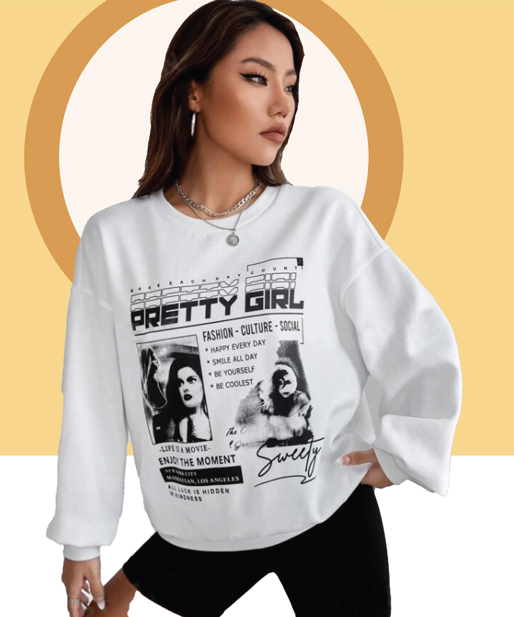 Christy World Women Fleece Round Neck Sweatshirt ( White ) Christy World Women Fleece Round Neck Sweatshirt ( White )