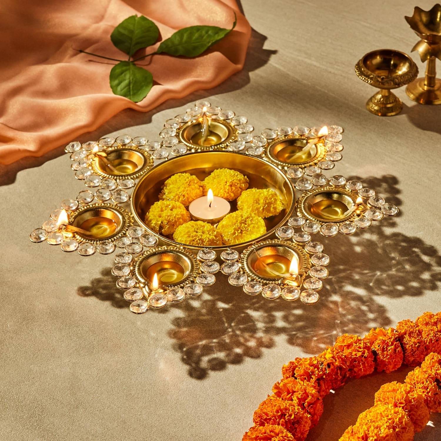     			DOME DECO Crystal Diwali Diya - Pack of 1