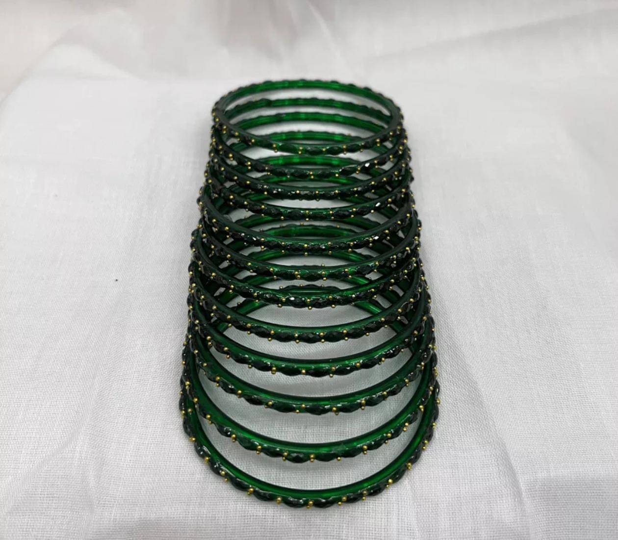     			Divine glaas Green Bangle Set ( Pack of 12 )