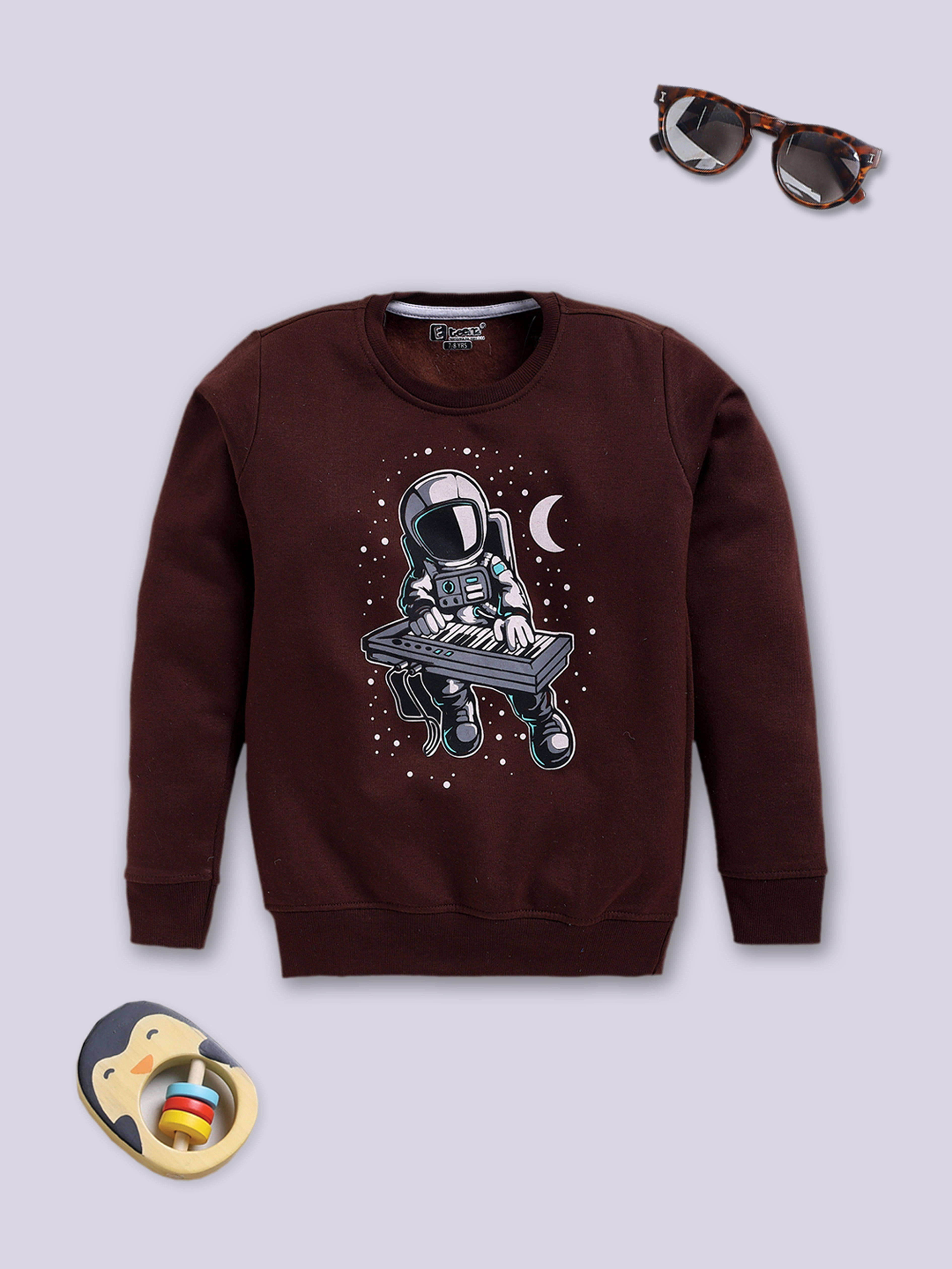     			Eteenz Pack of 1 Boys Fleece Sweatshirt ( Brown )