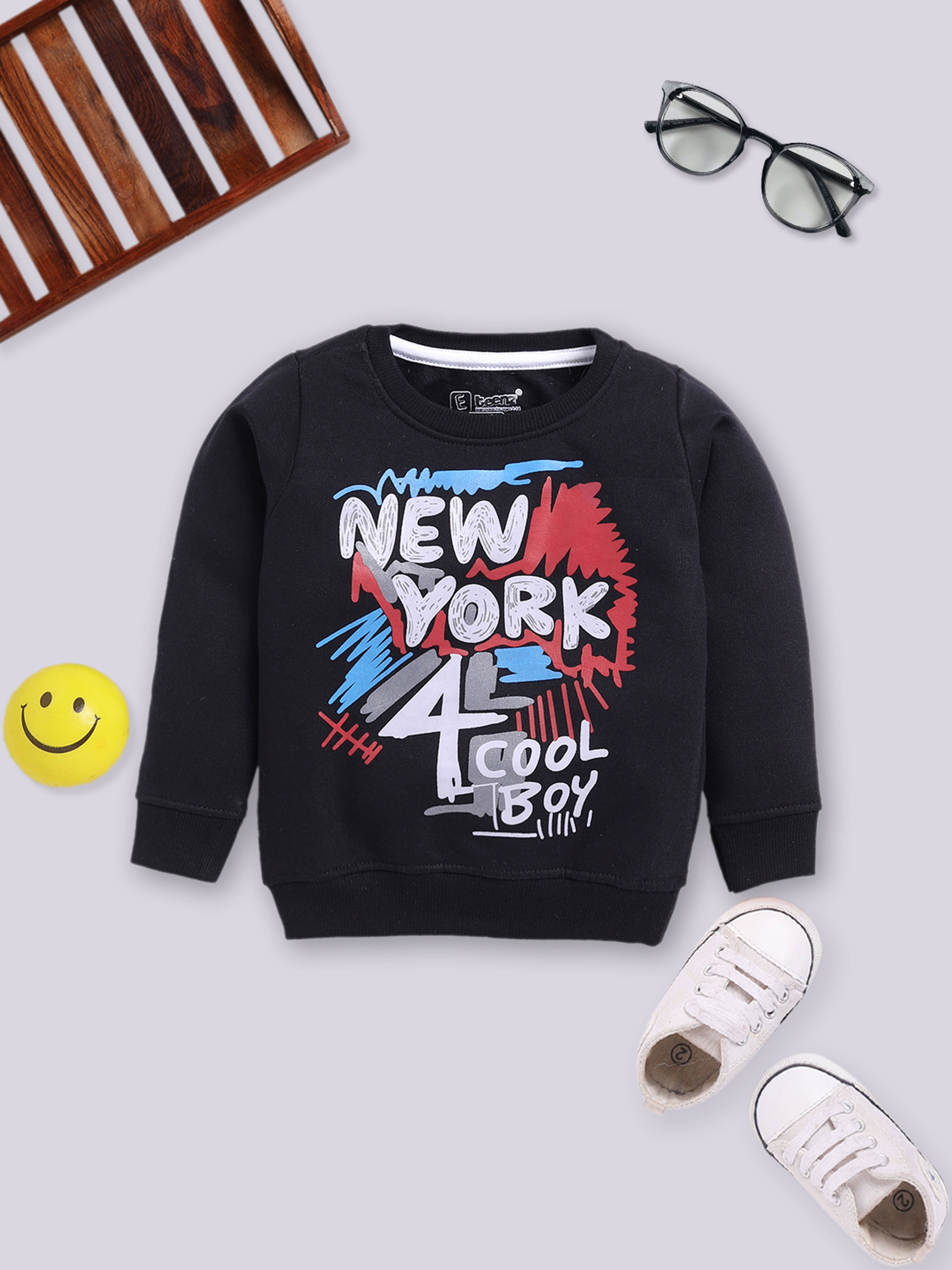     			Eteenz Pack of 1 Boys Fleece Sweatshirt ( Black )