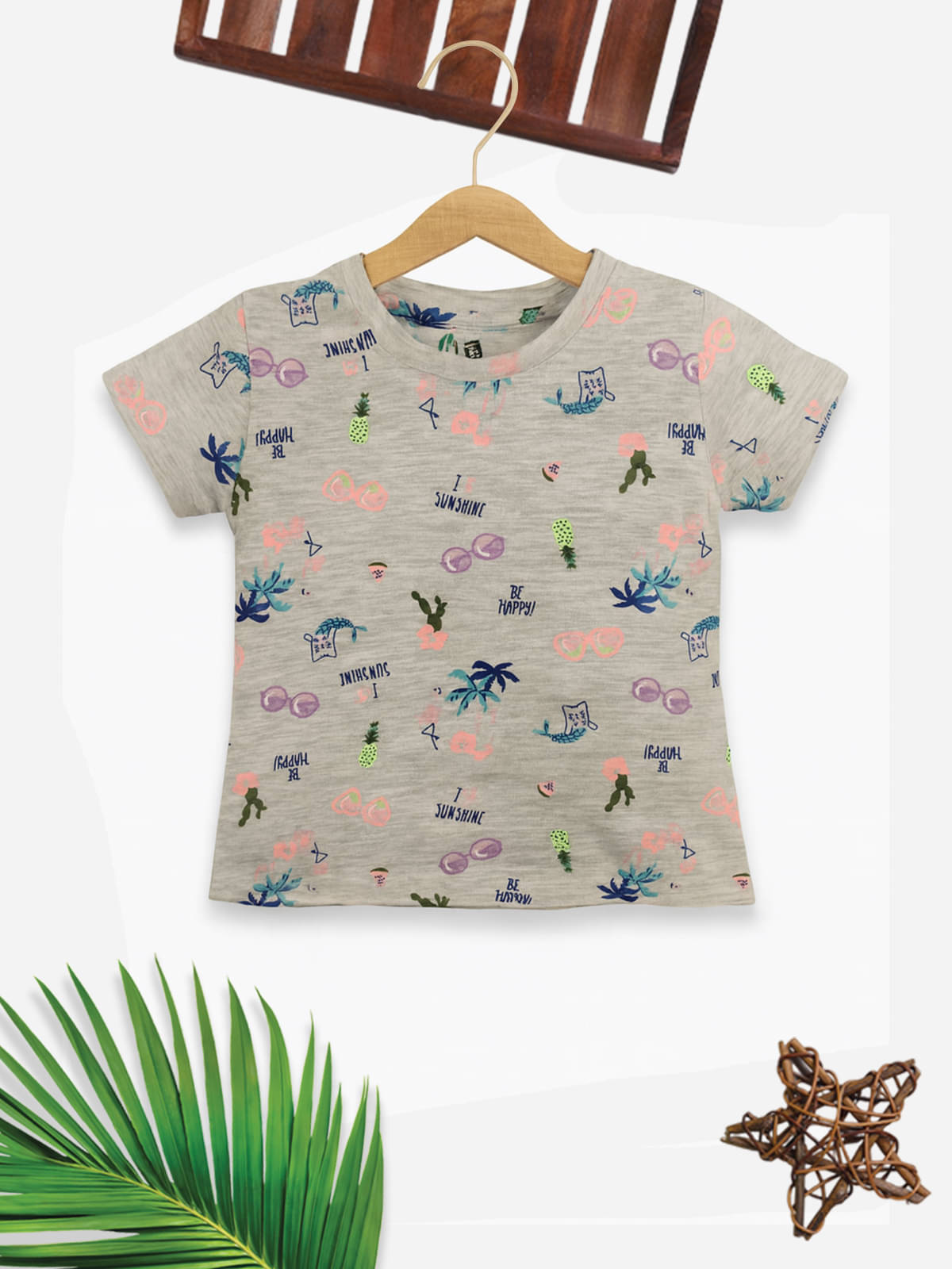     			Eteenz Pack of 1 Girls Cotton Top ( Light Grey )