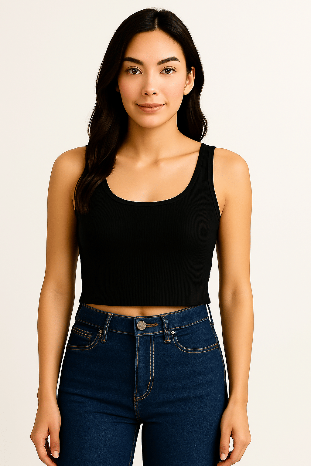     			GARBFEB Women's Cotton Blend Crop Top ( Black )