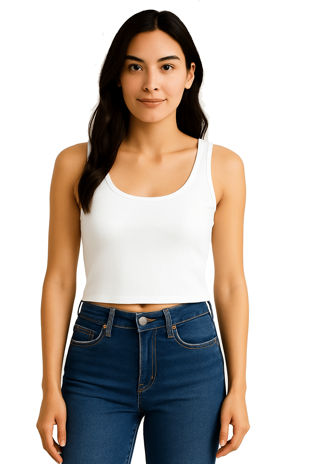     			GARBFEB Women's Cotton Blend Crop Top ( White )