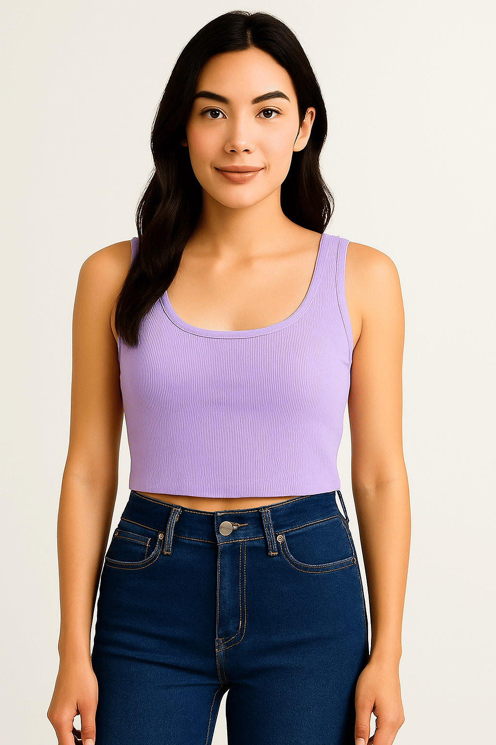     			GARBFEB Women's Cotton Blend Crop Top ( Lavender )