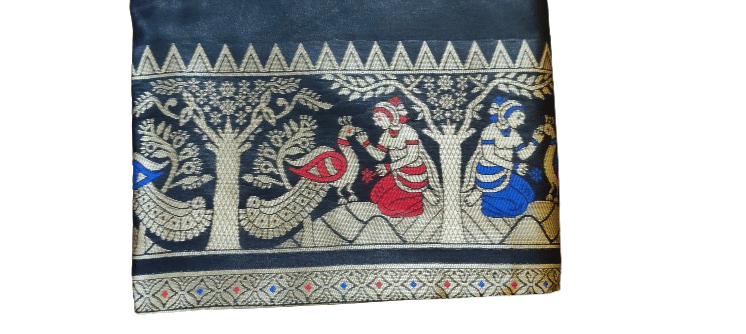     			GAURISHANKER CREATION Art Silk Woven Baluchari Saree With Unstitched Blouse Piece ( Black,Rose Gold )