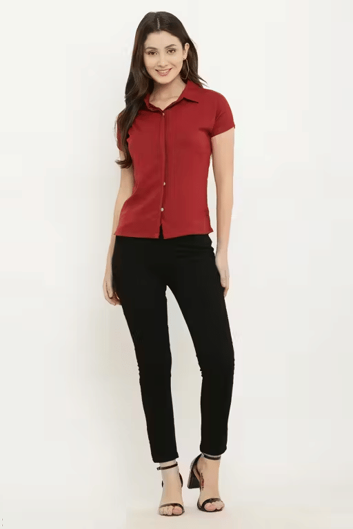     			Generic RR Fashions Women Crepe Shirt ( Maroon )