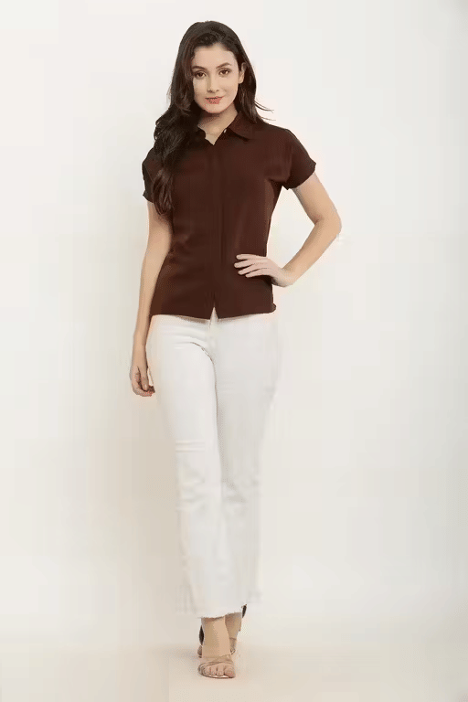     			Generic RR Fashions Women Crepe Shirt ( Brown )