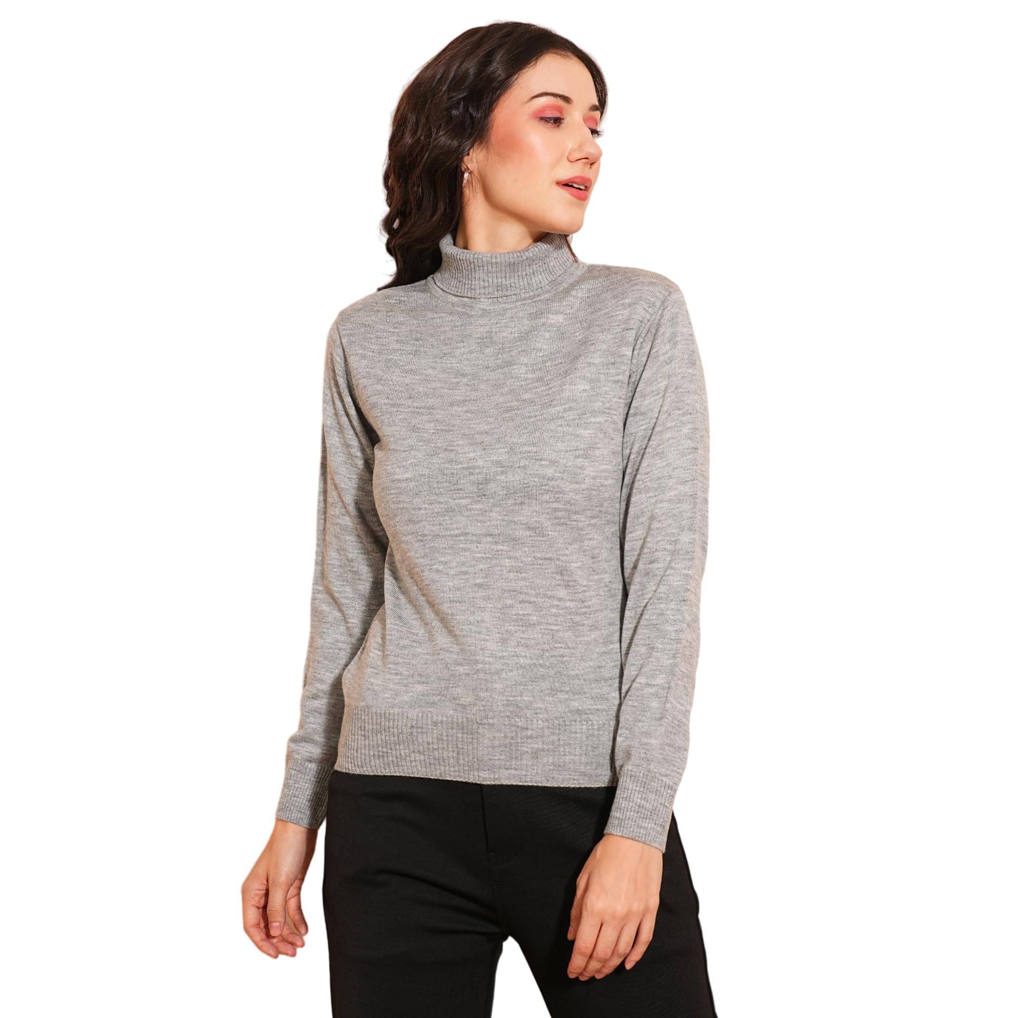     			Globus Acrylic High Neck Women's Pullovers - Grey ( Pack of 1 )