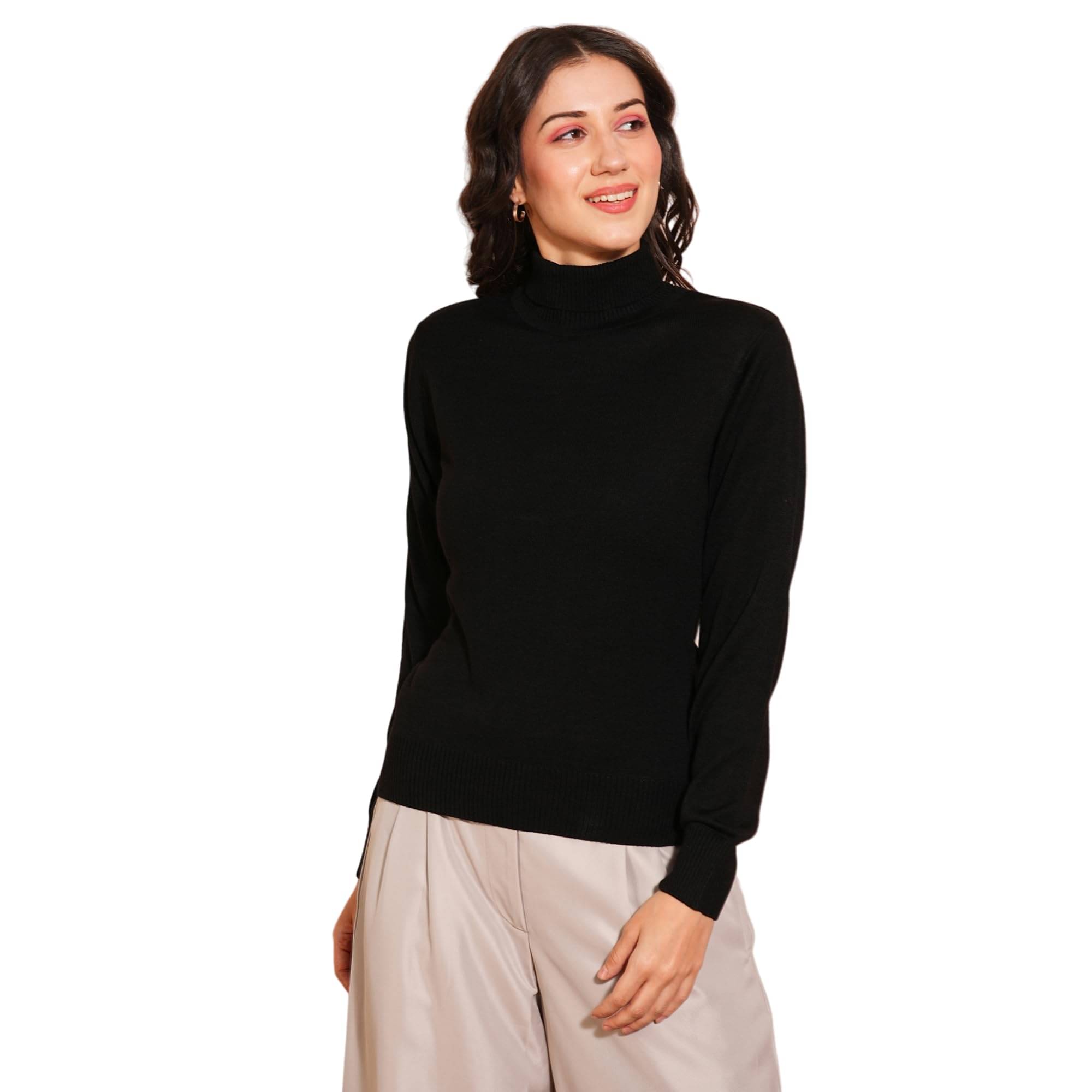     			Globus Acrylic High Neck Women's Pullovers - Black ( Pack of 1 )