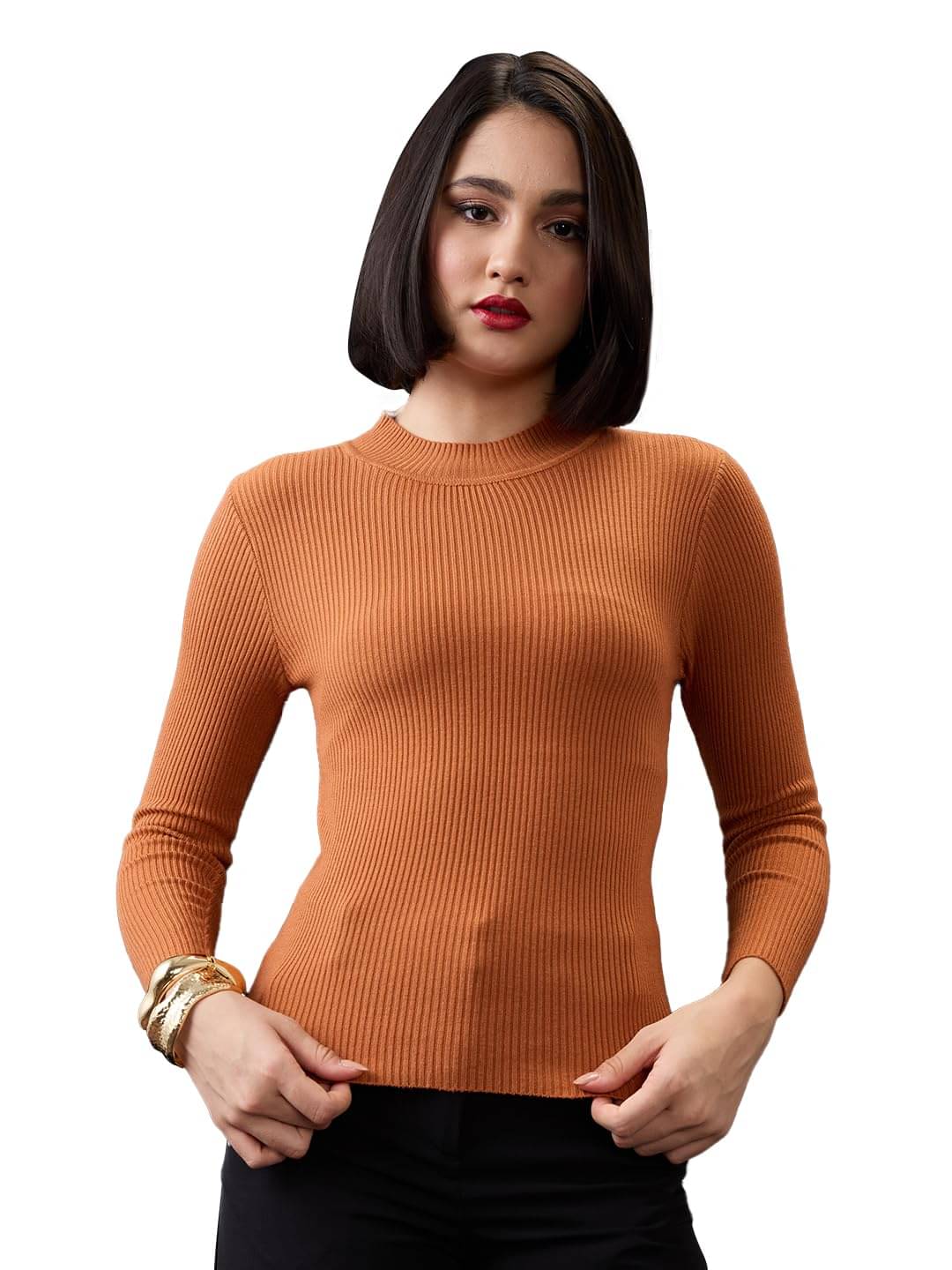     			Globus Acrylic High Neck Women's Pullovers - Rust ( Pack of 1 )