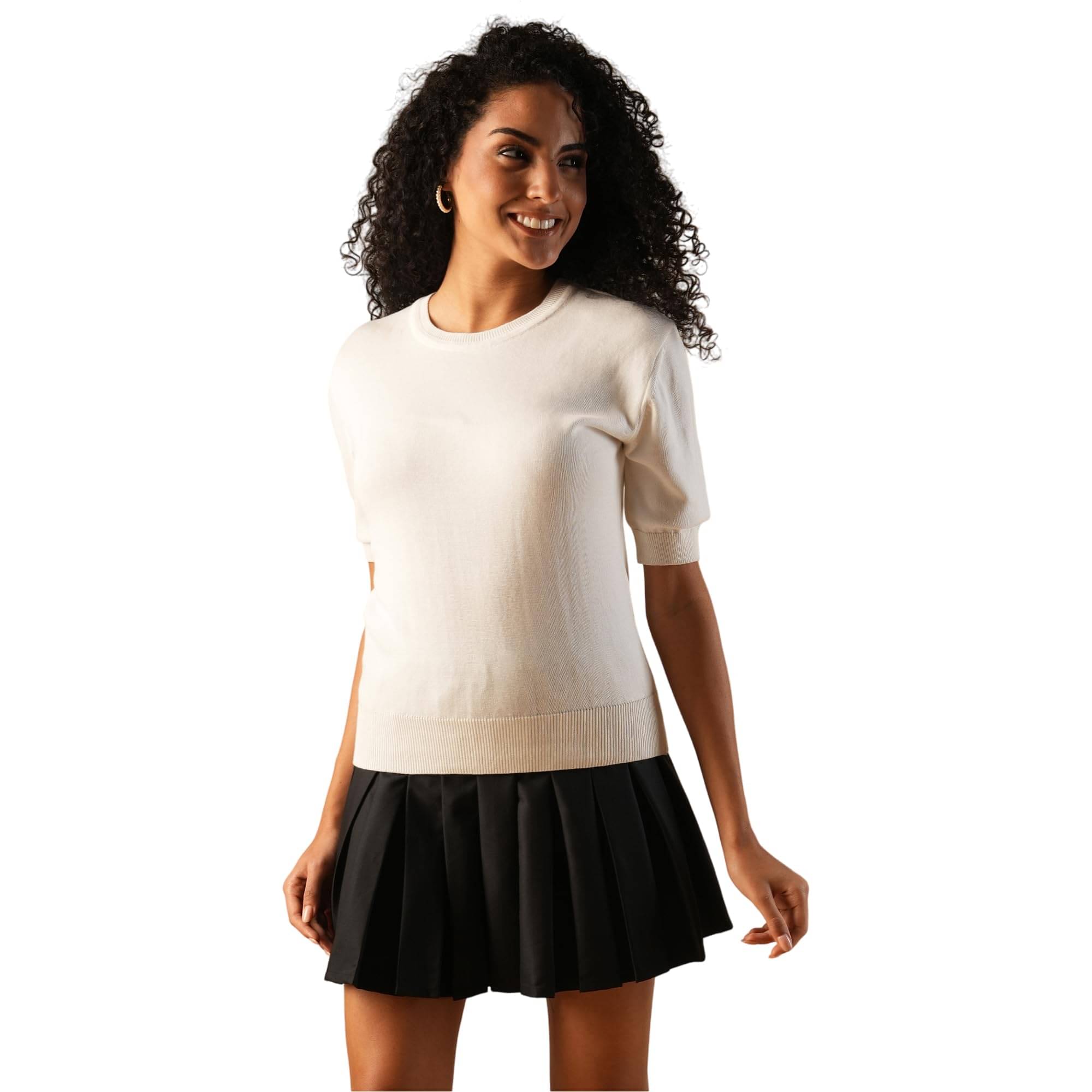     			Globus Cotton Round Neck Women's Pullovers - White ( Pack of 1 )