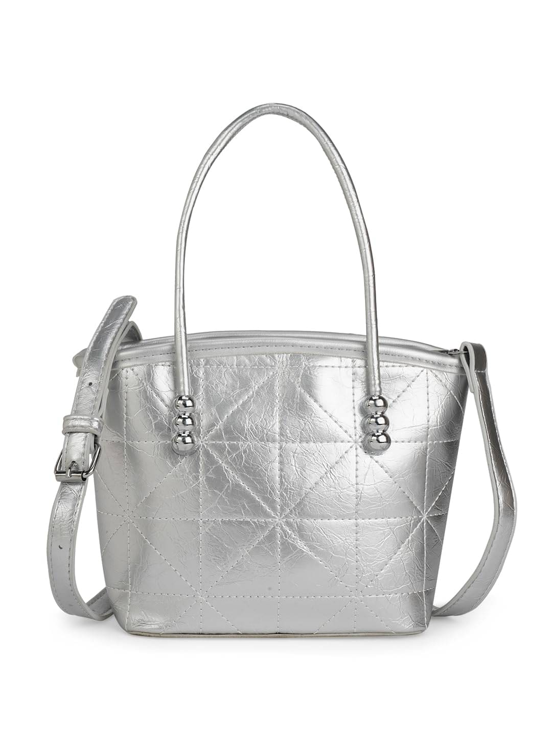     			Globus Handheld Bag PU Set of 1 ( Silver )
