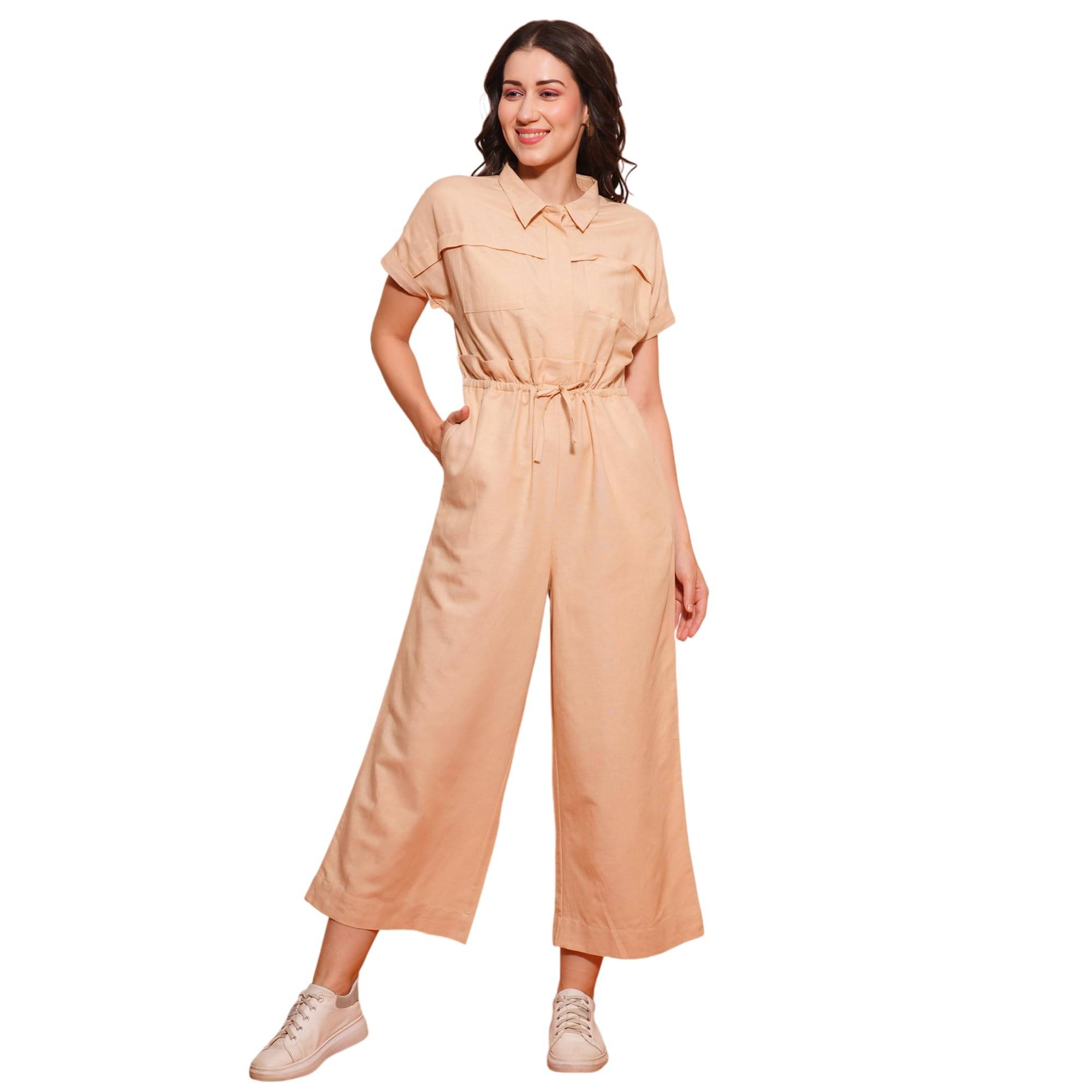     			Globus Women Cotton Blend Jumpsuit ( Beige )